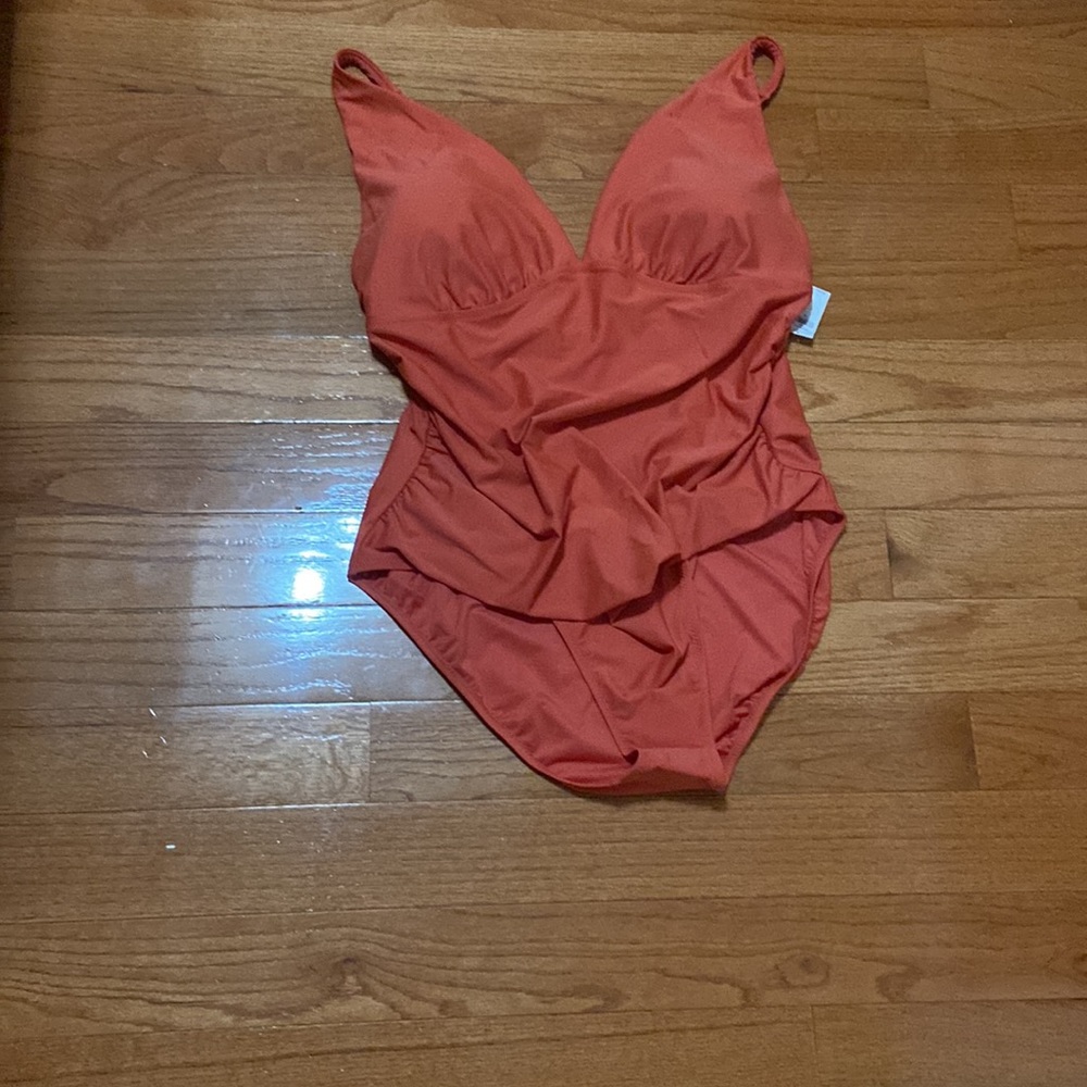 Ruched Deep V-Neck One-Piece Swimsuit